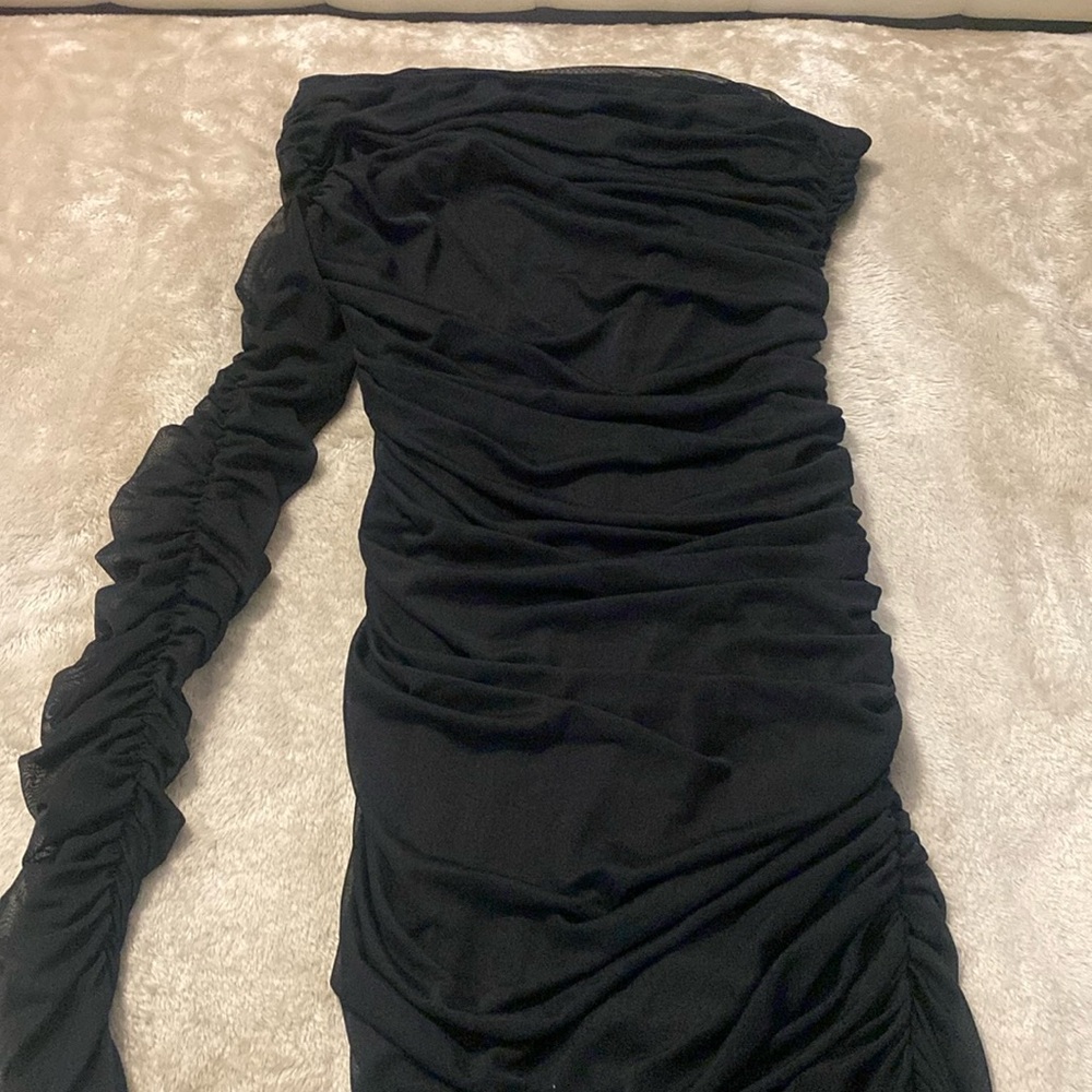 SHEIN Layered Black Single Arm Dress